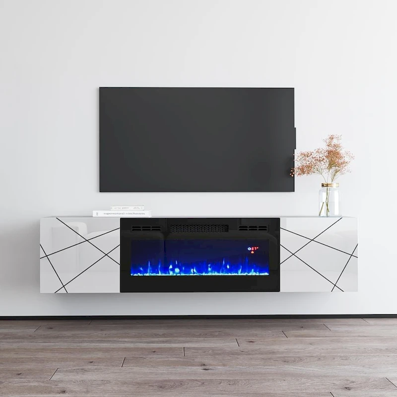 London BL-EF Electric Fireplace 63 TV Stand