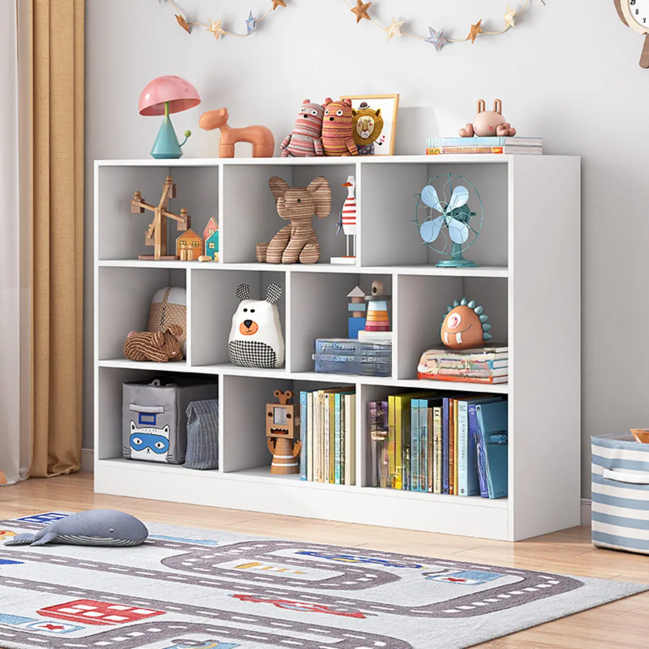 Simple Natural Finish Modular Vertical Wood Bookcase