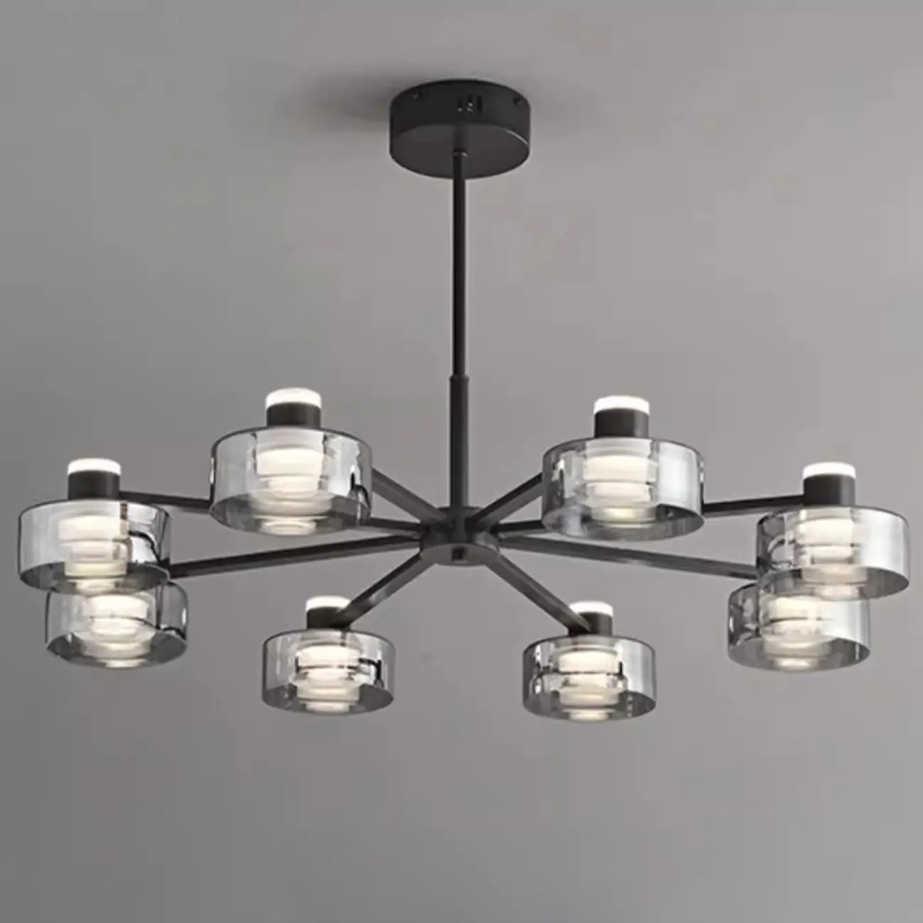 Modern Black Circle Round Glass LED Chandelier