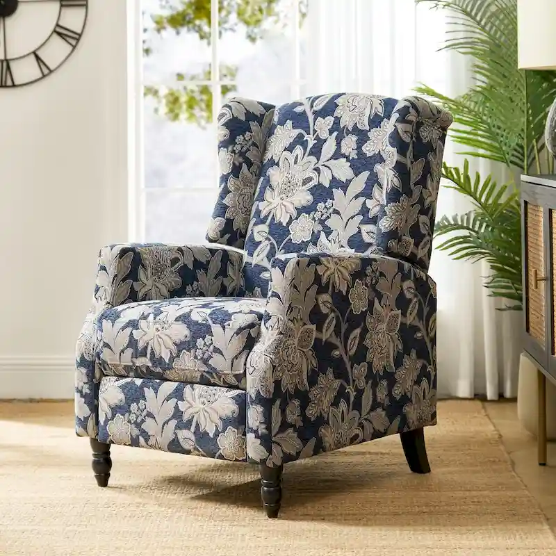 Damaris Mid-Century Modern Manual Pushback Recliner with Wingback Design by HULALA HOME