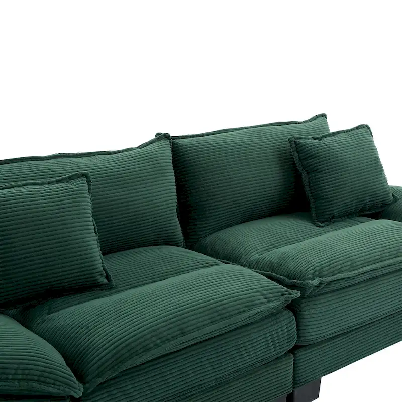 65.5 Upholstered 3-Seater Sofa Couch with Two Pillows and Sturdy Construction
