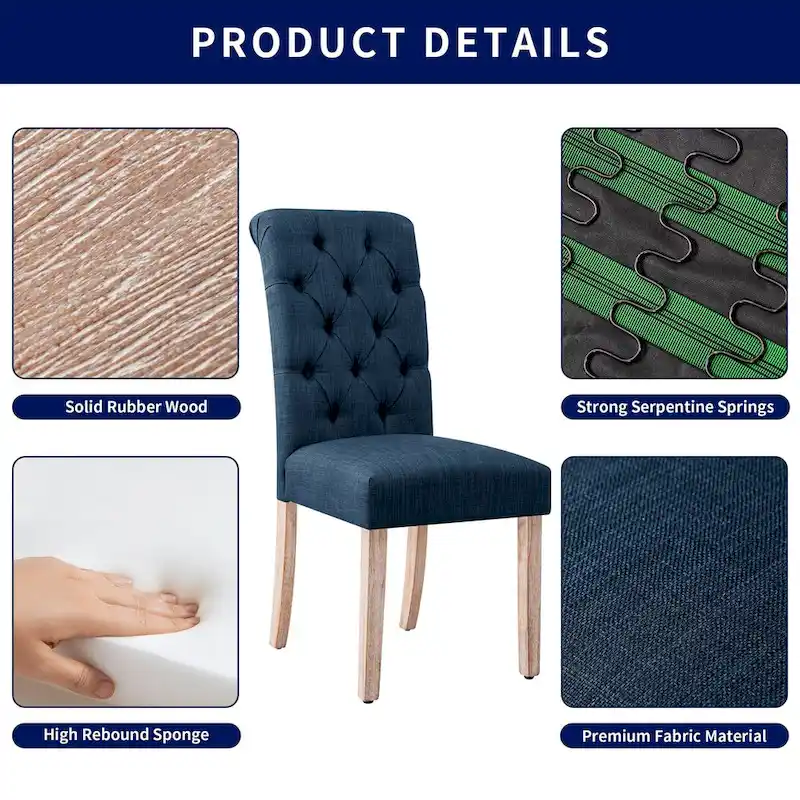 Linen Parsons Modern Button Dining Chair (Set of 2)