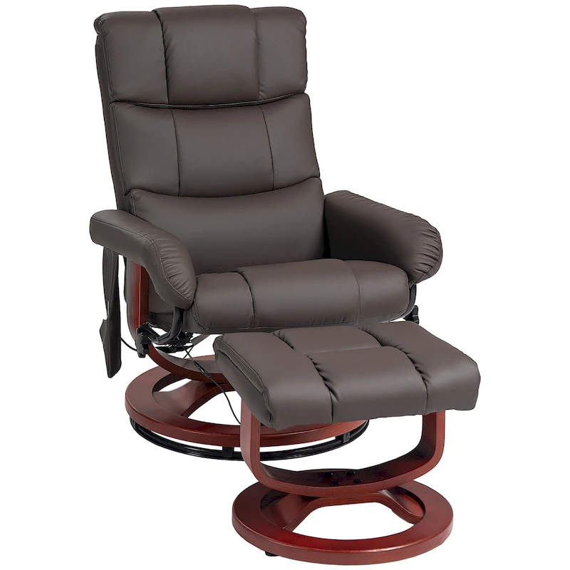 HOMCOM Recliner Chair with Ottoman, Electric Faux Leather Recliner