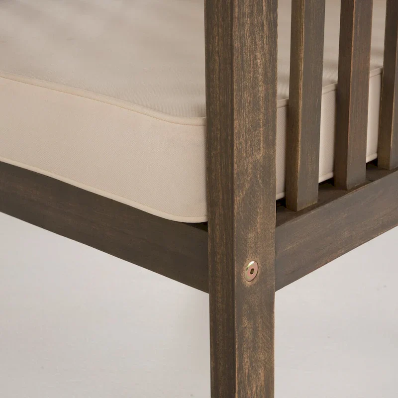 4-Piece Wood Patio Conversation Set with Acacia Wood Table and Cushions