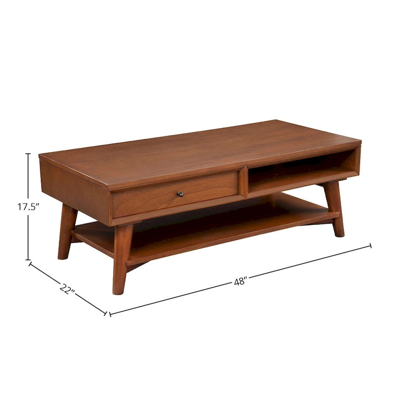 Alpine Furniture Flynn Mid Century Modern 1 Drawer Coffee Table
