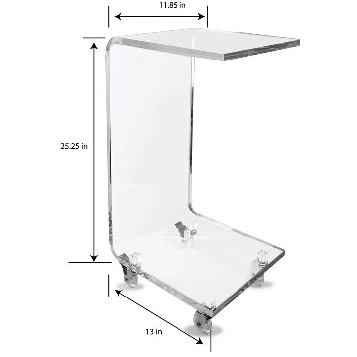 DesignStyles Acrylic C-Table w/Wheels