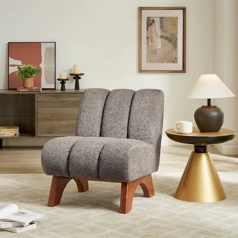 Art Leon Modern Wood and Fabric Accent Sofa Chair