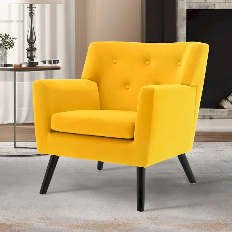 Velvet Upholstered Armchair Tufted Accent Chair, Set of 2 - 30.71H x 28.35 W x 27.56D