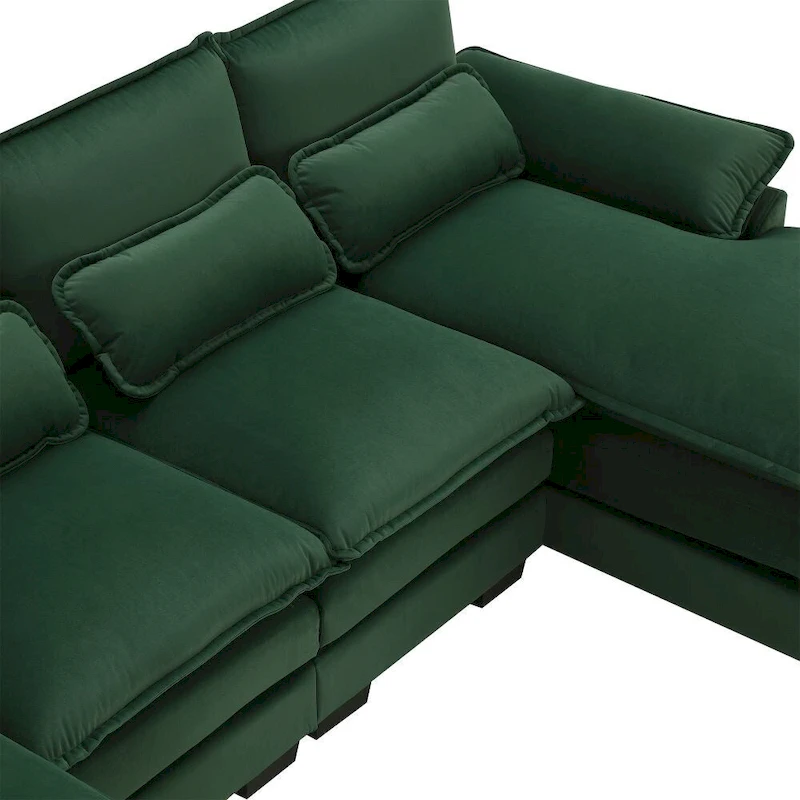 110*55  Modern U-Shaped Sectional Sofa with Waist Pillows,6-Seat Upholstered Symmetrical Sofa Furniture