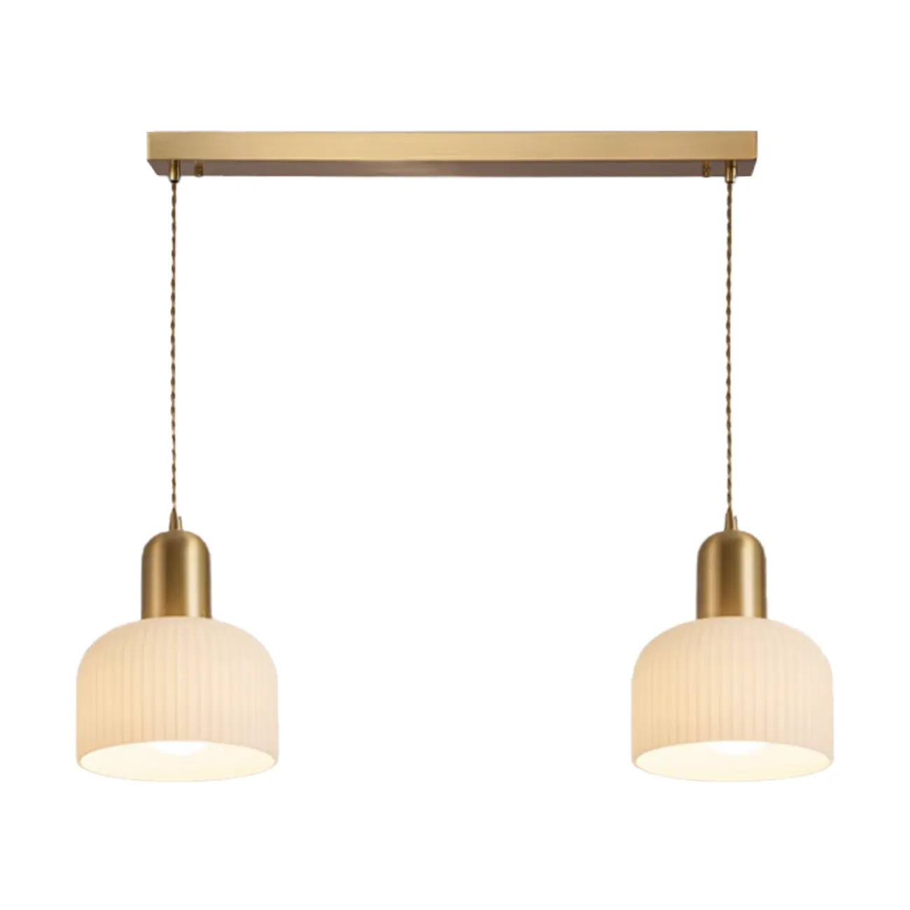 Modern Gold White Cylinder Glass Island Light