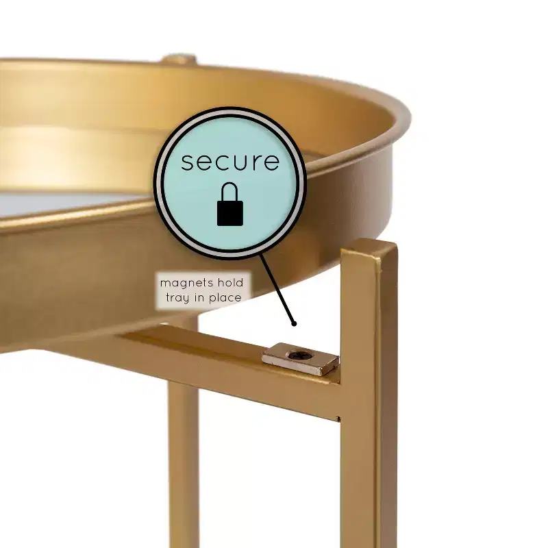 Round 2-Tier Metal Foldable Tray Table