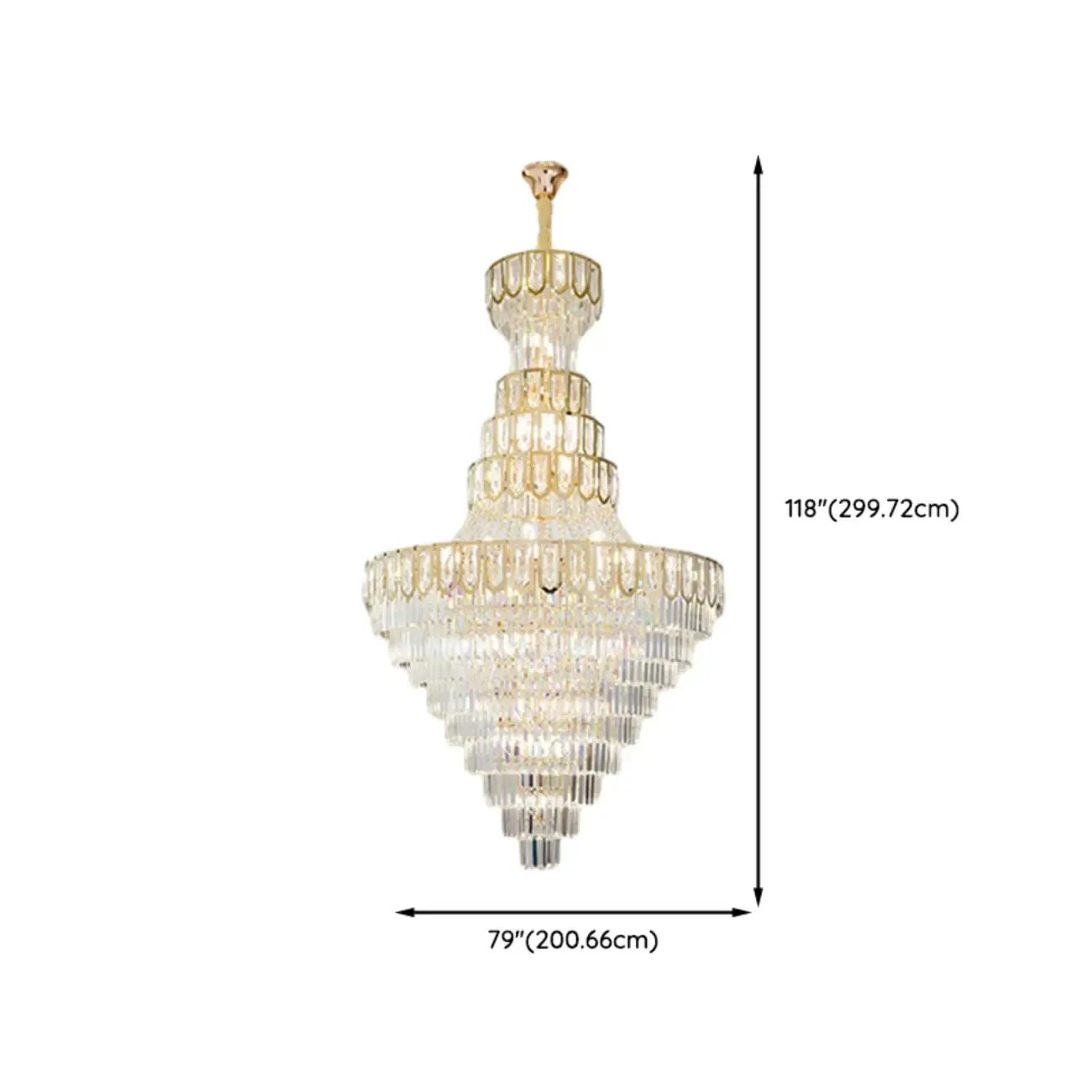 Luxury Adjustable Gold Tiered Crystal High Ceiling Chandelier