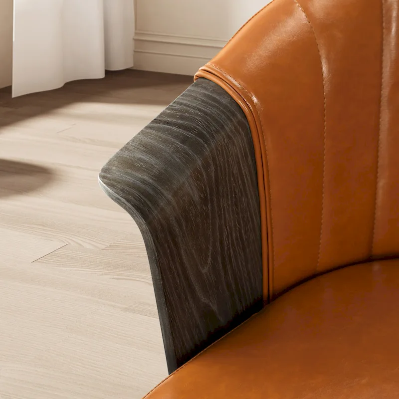 Art Leon Bentwood and PU Swivel Dining Chairs (Set of 2)