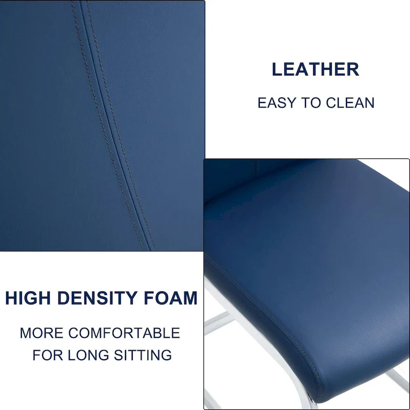 Dining Chair with C-shaped Chrome Metal Legs(Set of 4)