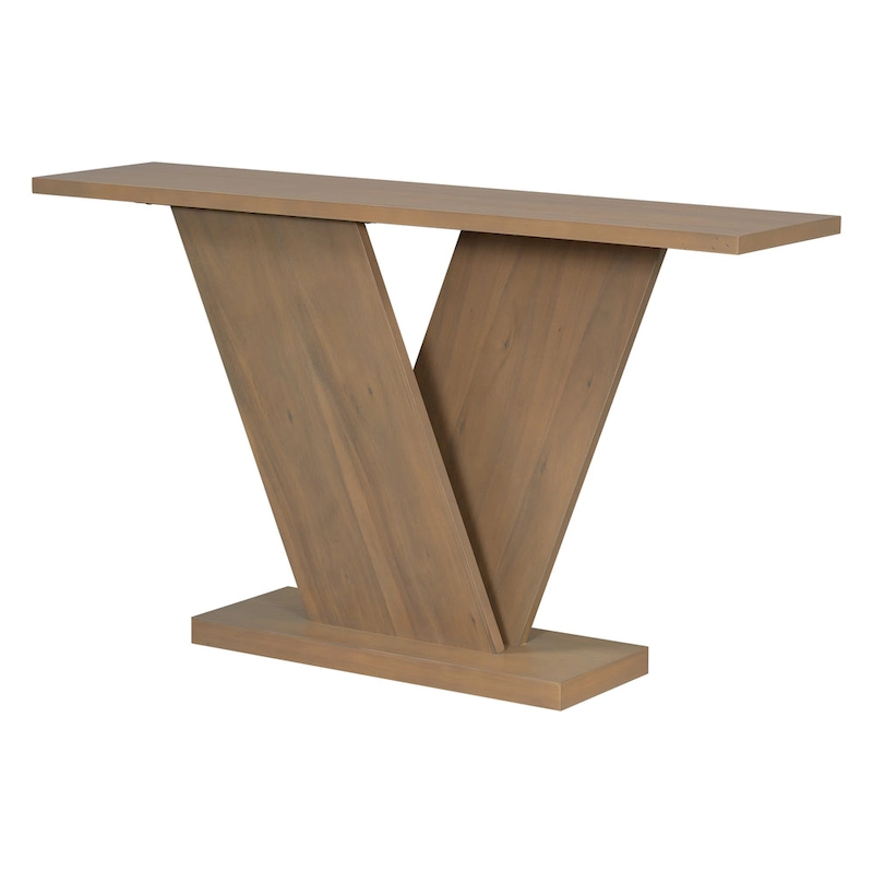 Christopher Knight Home - Mirod Elegant Console Table with Natural Wood Veneer and Sturdy V-Base Design