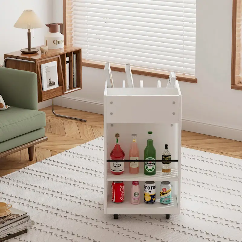 4-Tier Kitchen Island Cart with Spice Rack & Locking Casters