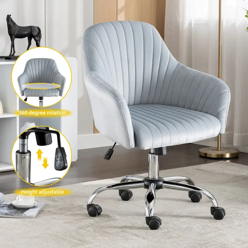 Accent chair Modern home office leisure chair with adjustable velvet height and adjustable casters