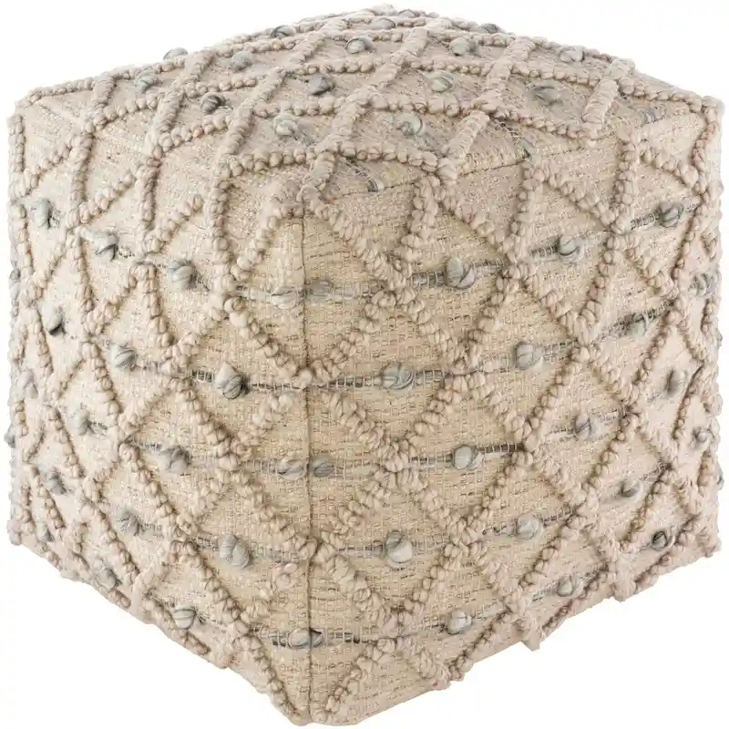 Leslawa Farmhouse 18-inch Cube Pouf