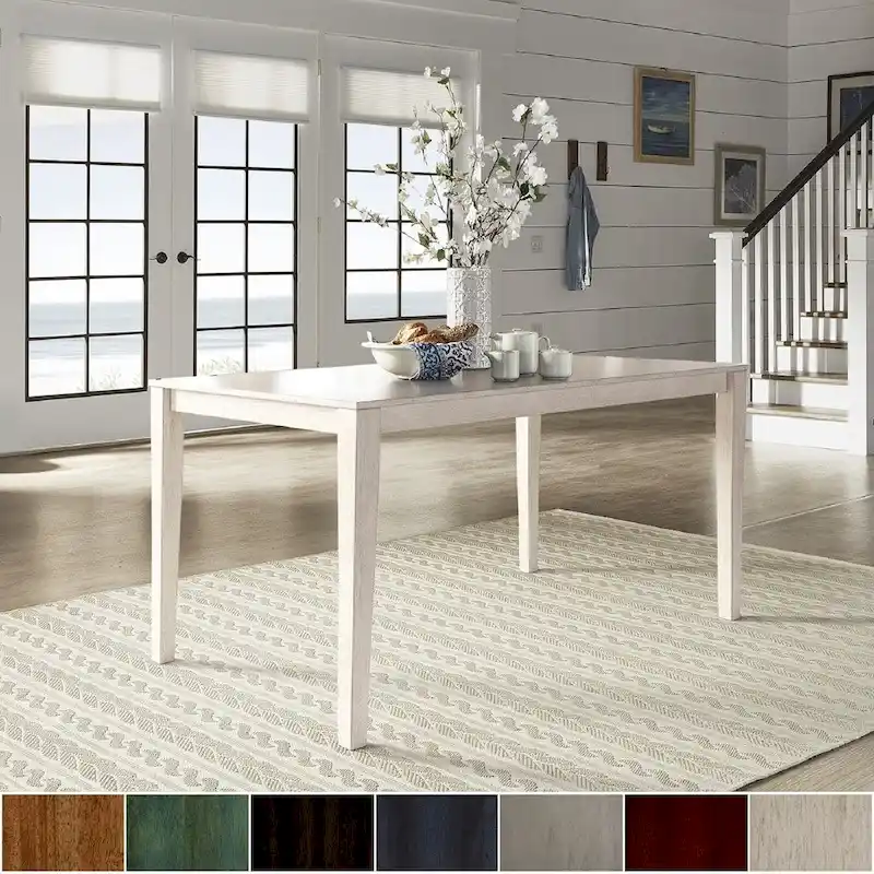 60-Inch Rectangular Dining Table for 6, Rubberwood