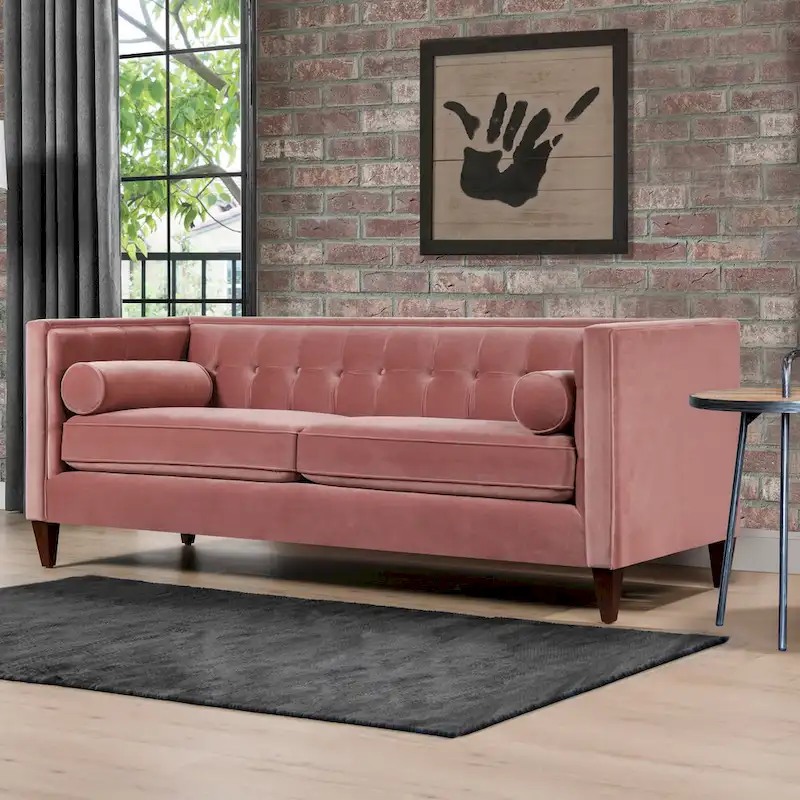 Modern Upholstered Tufted Swallowtail Sofa