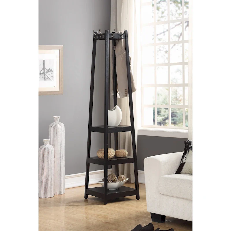 3-tier Storage Shelf Standing Coat Rack
