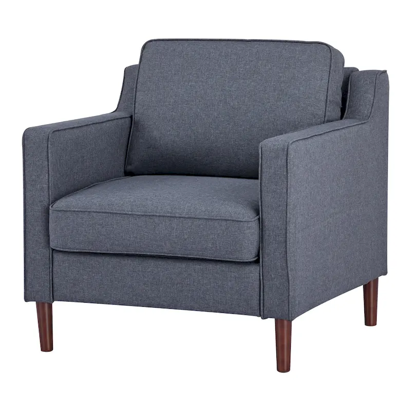 Sedona Modern Accent Chair, Faux Linen / Vegan Leather Armchair