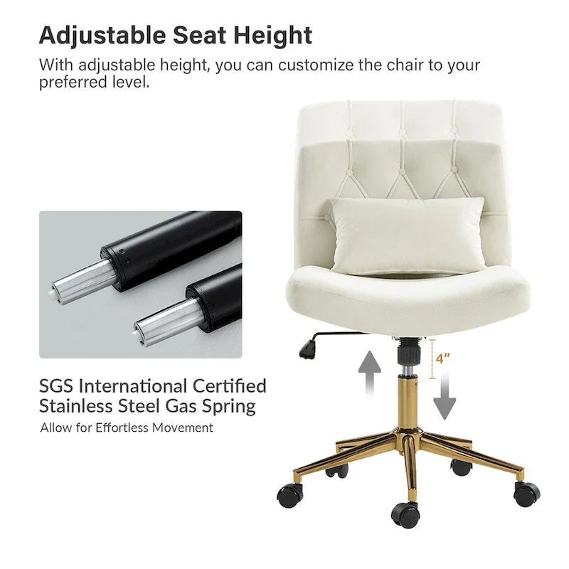 Ollie Modern Flannel Swivel Tilting Office Chair with Pillow by HULALA HOME