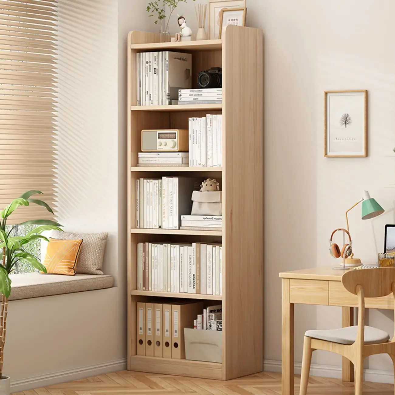 Natural Pine Vertical 6-Tier Barrister Closed Back Bookcase
