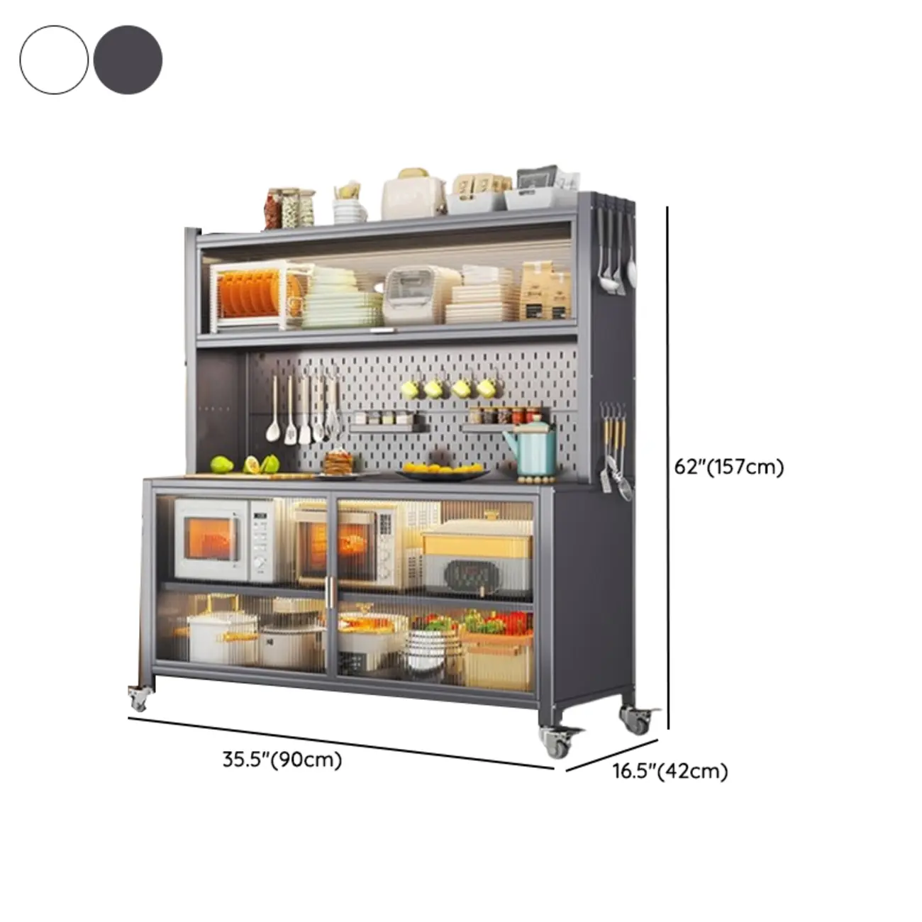 Modern Metal Adjustable Shelving Narrow Sideboard