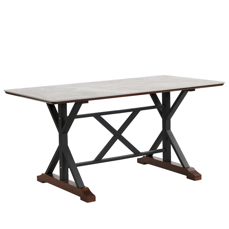 Sintered Stone Dining Table, 63 Modern Gray Rectangular Kitchen Dinner Table