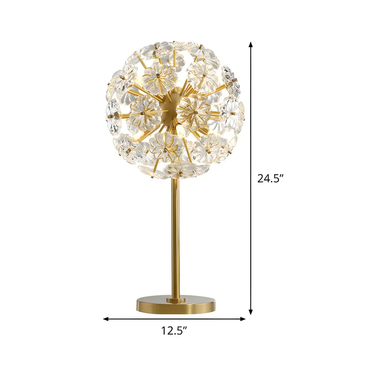 Modern Luxury Gold Flower Shape Crystal Table Lamp