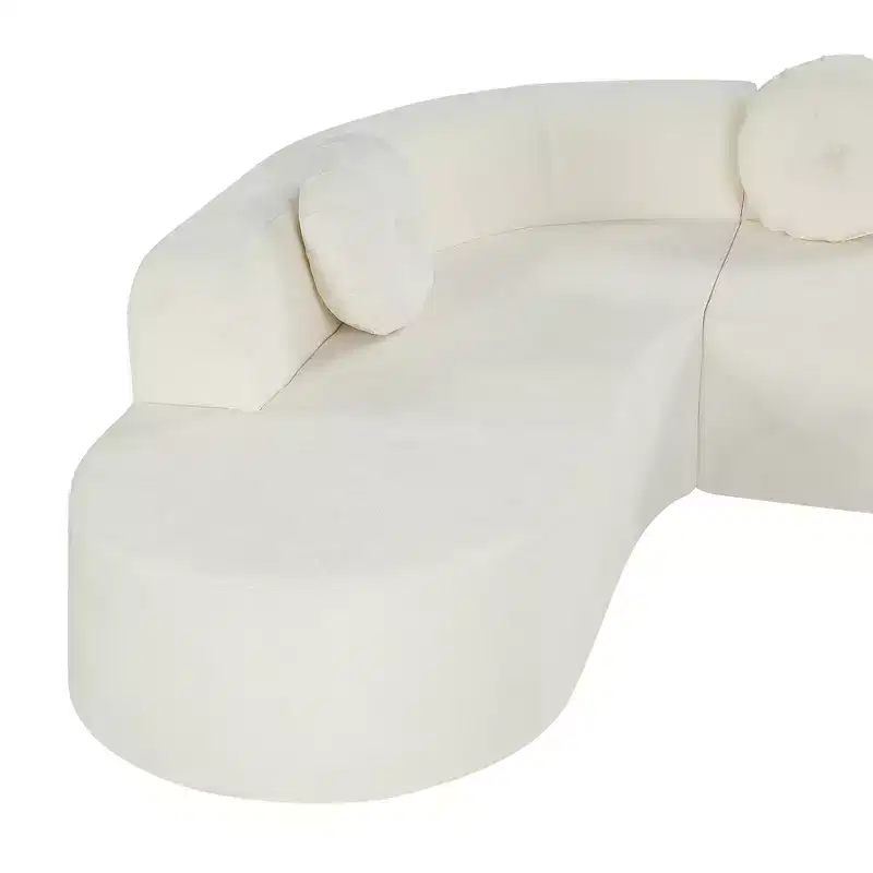 Whisen 122'' Extra Large Sectional Sofa, Elegant Fabric Upholstery Sofa Couch with Three Round Cushions , High-Resilience Foam