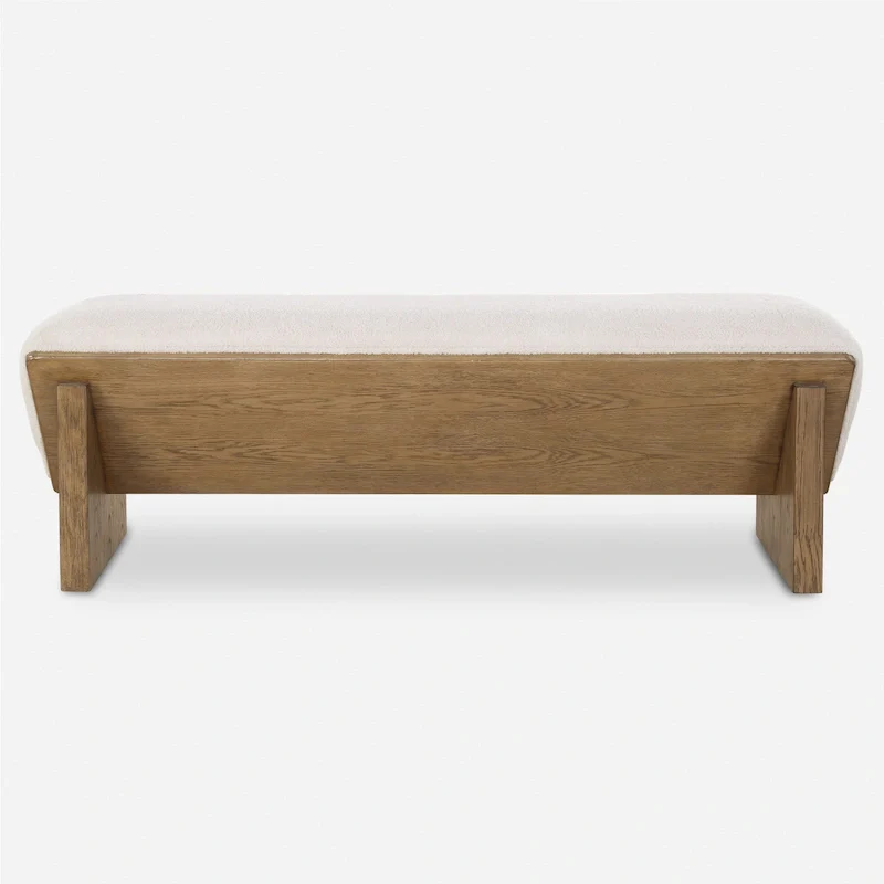 Wedged 59 Wide Wood Framed Polyester Bench