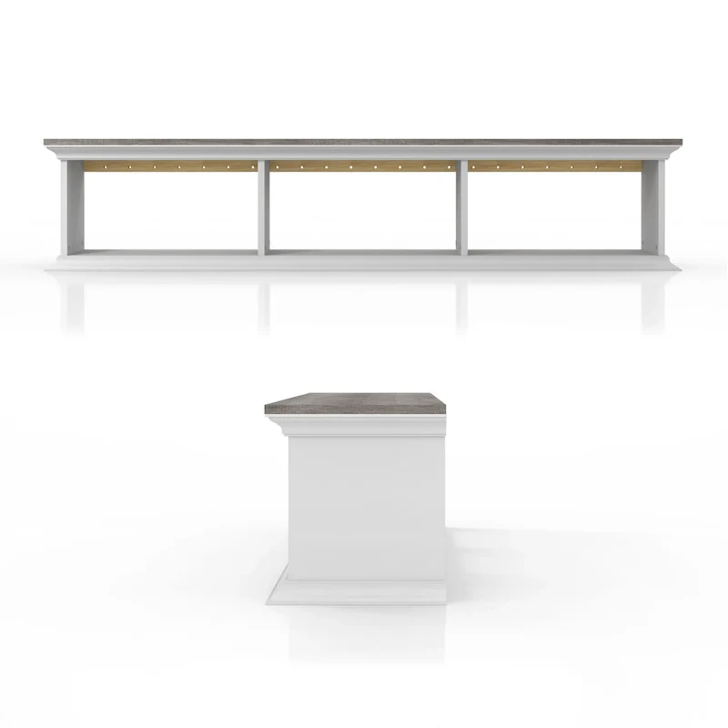 DH BASIC Transitional White 63-Inch 3-Shelf Floating TV Stand by Denhour