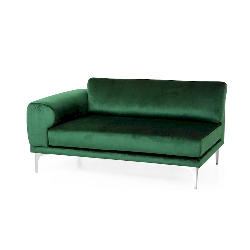 Emerald 111 Modern Velvet 4-Seat Sofa with Metal Legs and Solid Frame
