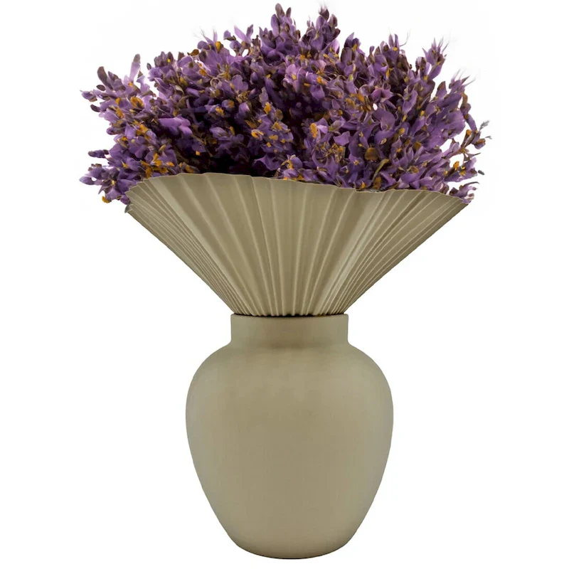 11 Inch Tall Modern Beige Ceramic Vase