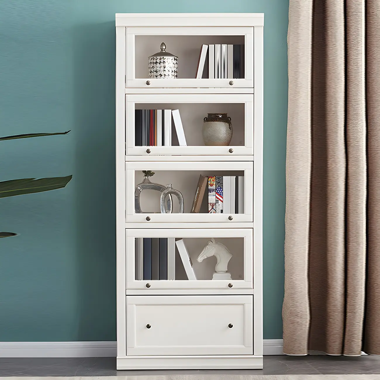Modern Wooden Bookcase with Glass Doors for Office