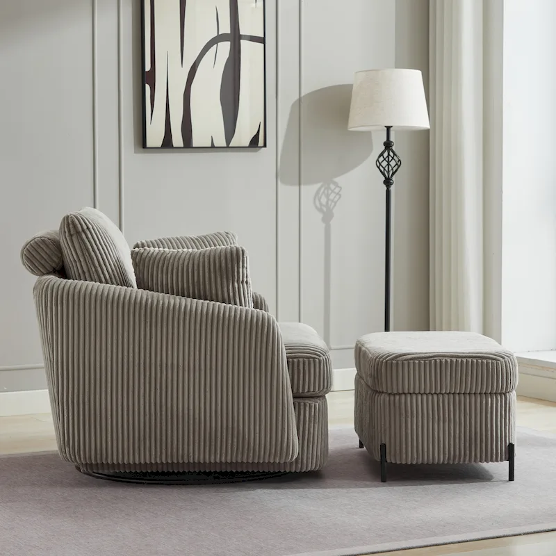 40.6 W Upholstered Swivel Accent Sofa Chair With Pillows