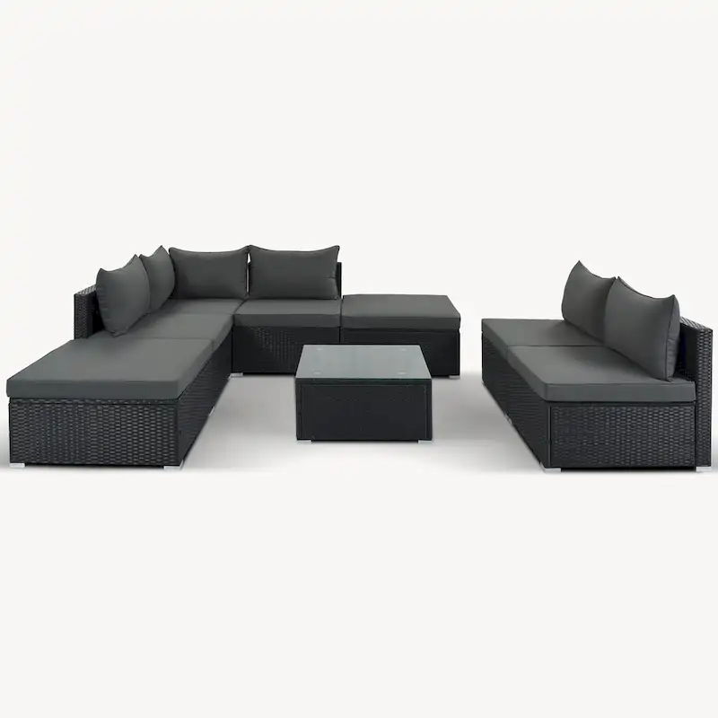 8-Piece Wicker Modular Sectional Sofa Set with Coffee Table