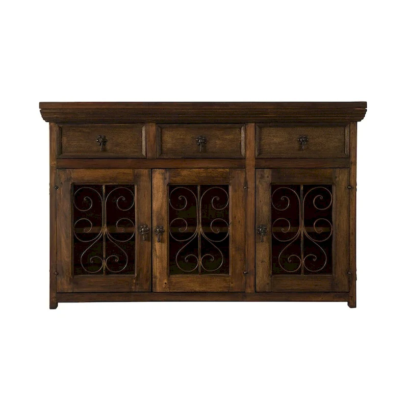Handmade Solid Reclaimed Barn Wood & Wrought Iron Hardware Buffet & Sideboard 54 Width