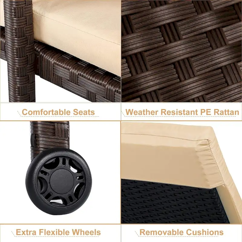 AECOJOY Patio Lounge Chair, Adjustable Poolside Chaise Lounge