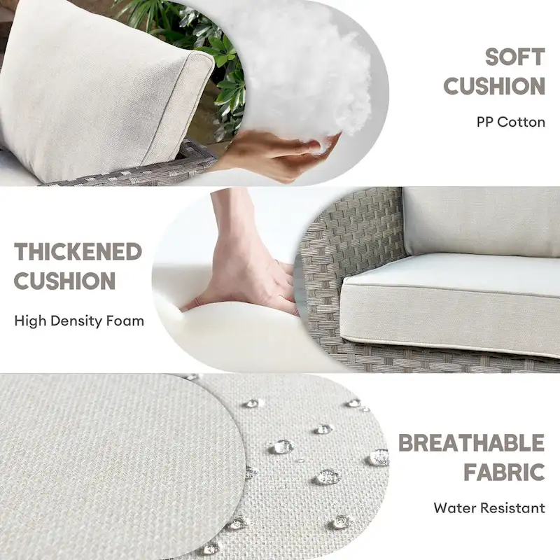 XIZZI 6-piece Patio Wicker Furniture Set with Coffee Table