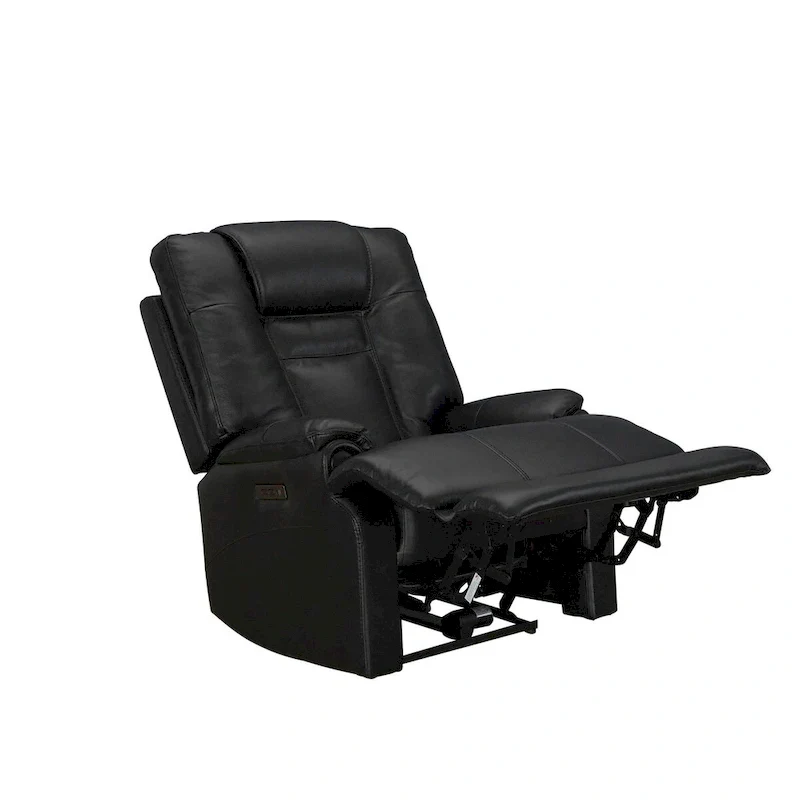 Top Grain Leater Black Zero Gravity Power Recliner With Adjustable Headrest Extendable Footrest