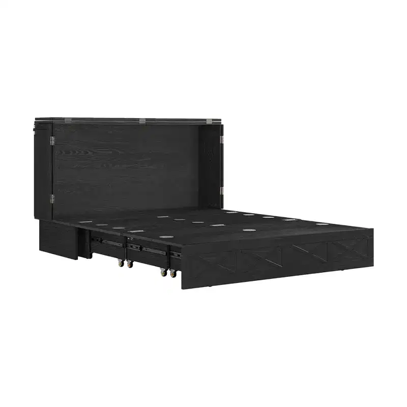 Keloyid Haimyy Solid Wood Frame Queen Murphy Bed Chest with Built-in Charger and Strong Drawer