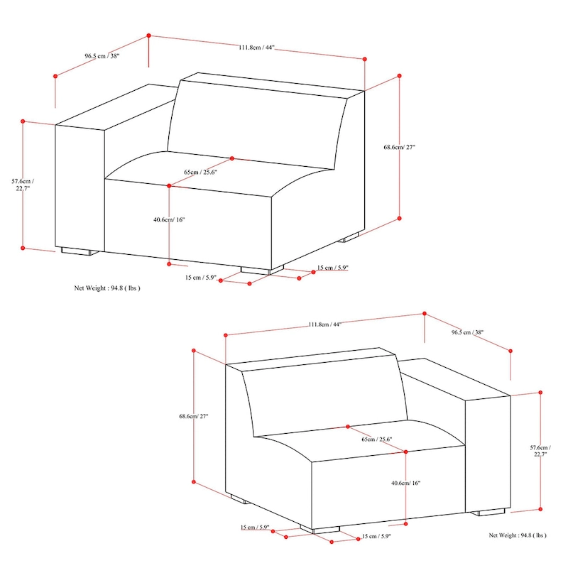 WyndenHall Biggs 2-Seater Modular Sofa