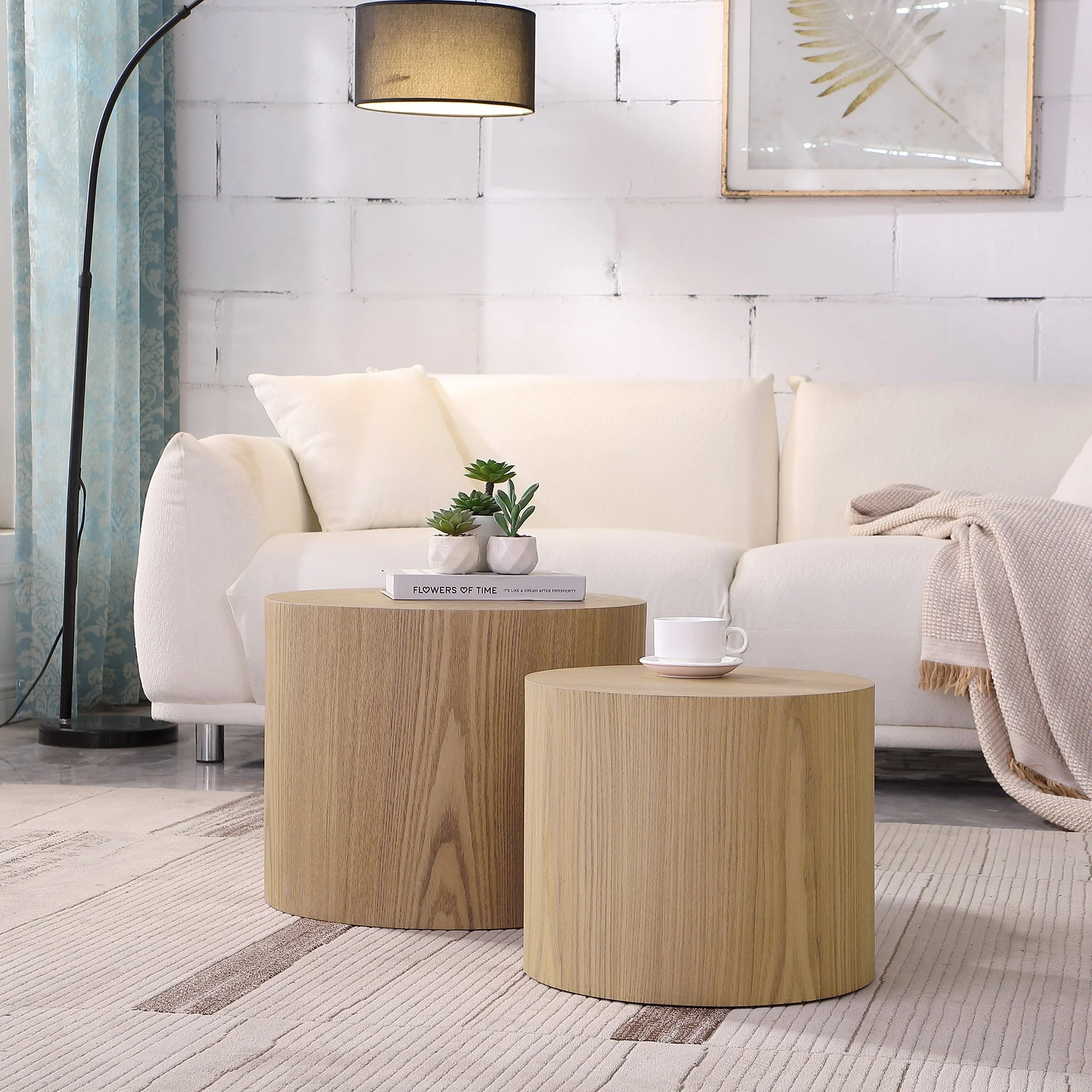 Walker Edison | Oak Veneer Nesting Side Table Set