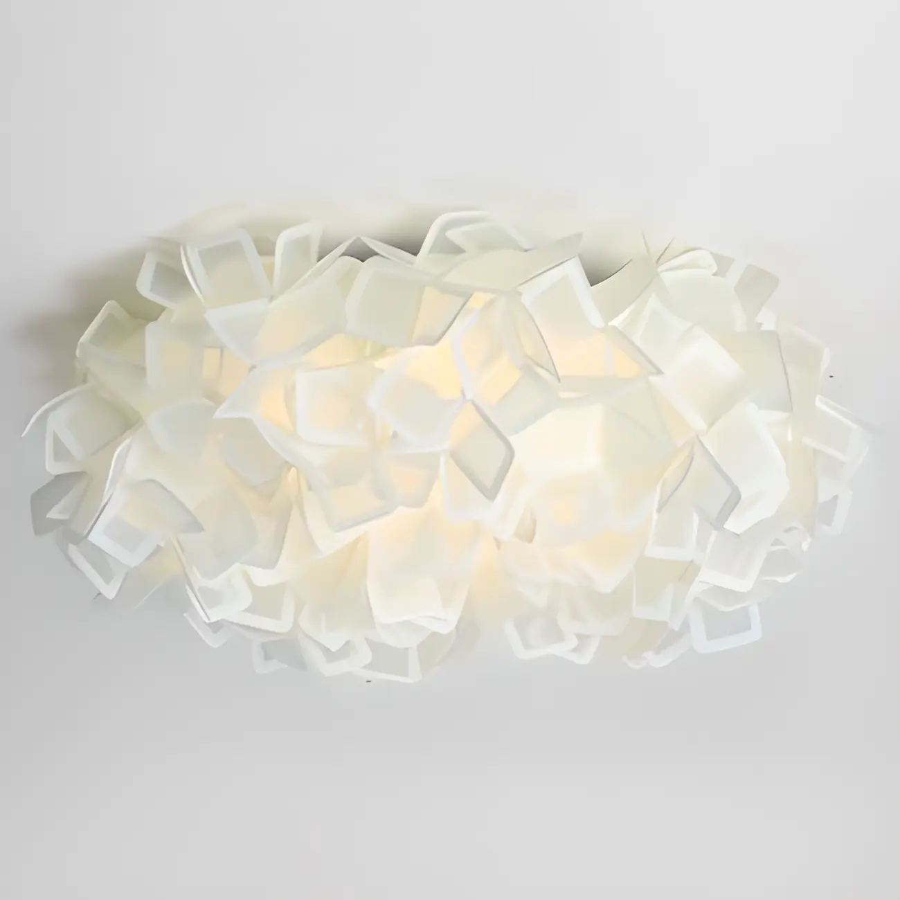 Art Deco White Geometric Plastic LED Flush Mount Ceiling Light