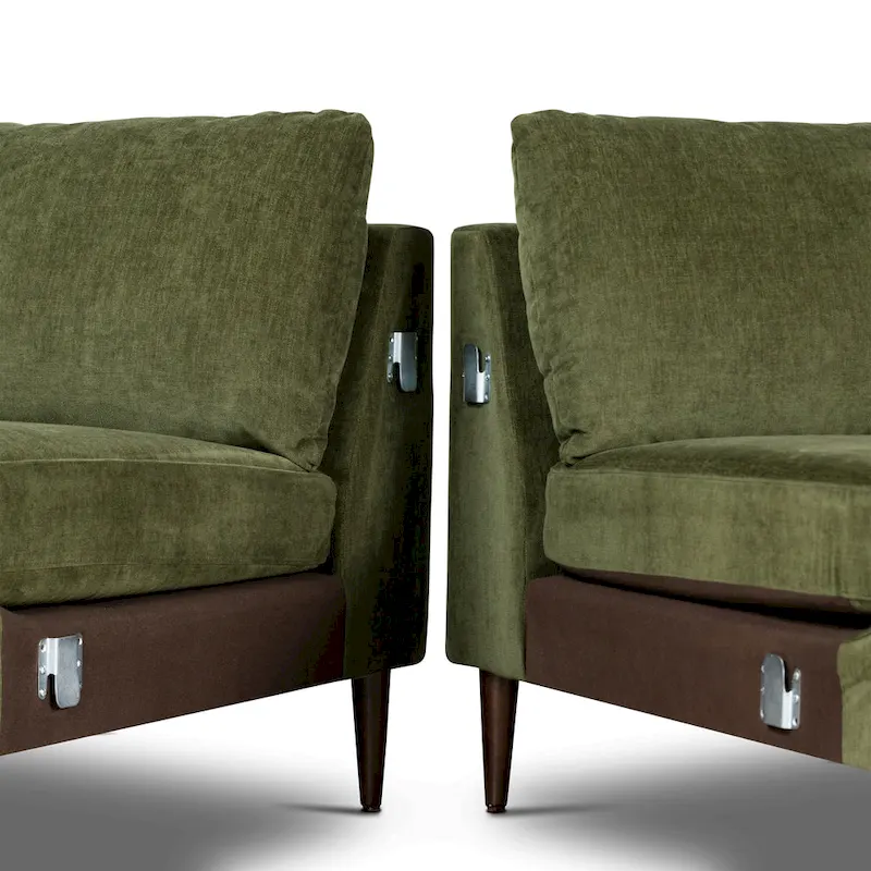 Poly & Bark Lucerne Sectional with Extra-Wide Chaise in Distressed Green Velvet