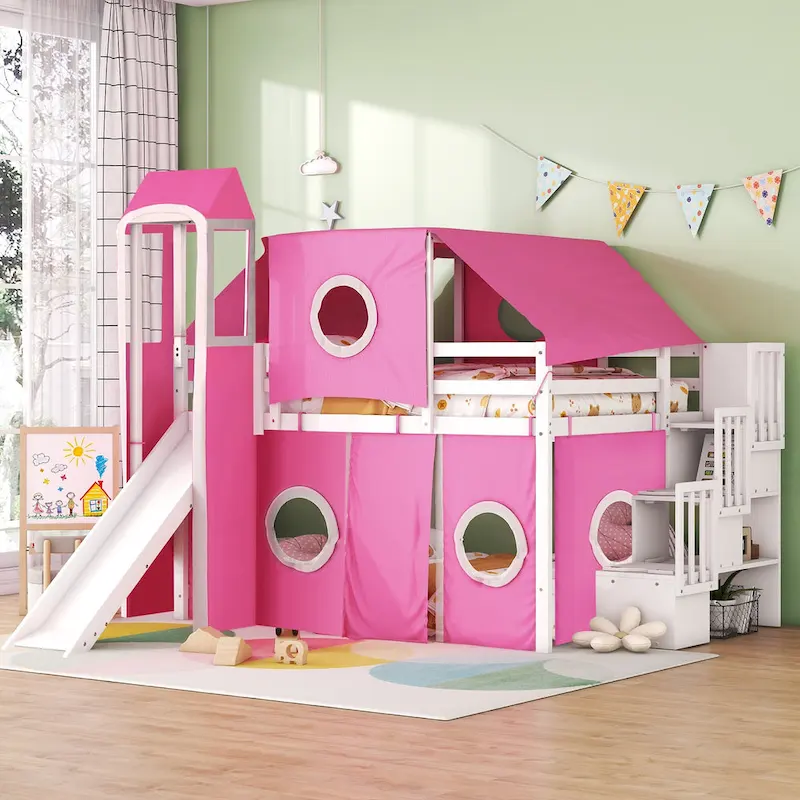 Loft Bed with Tent and Tower