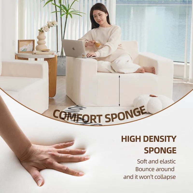 Ameican White Oak Modern 40.2 Accent Chair with Pillow